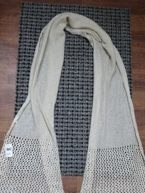 Cream And Sequin Open-Knit Women's Sweater Scarf Wrap